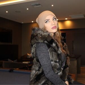 Stylish Faux Fur Vest Camouflage with Hood